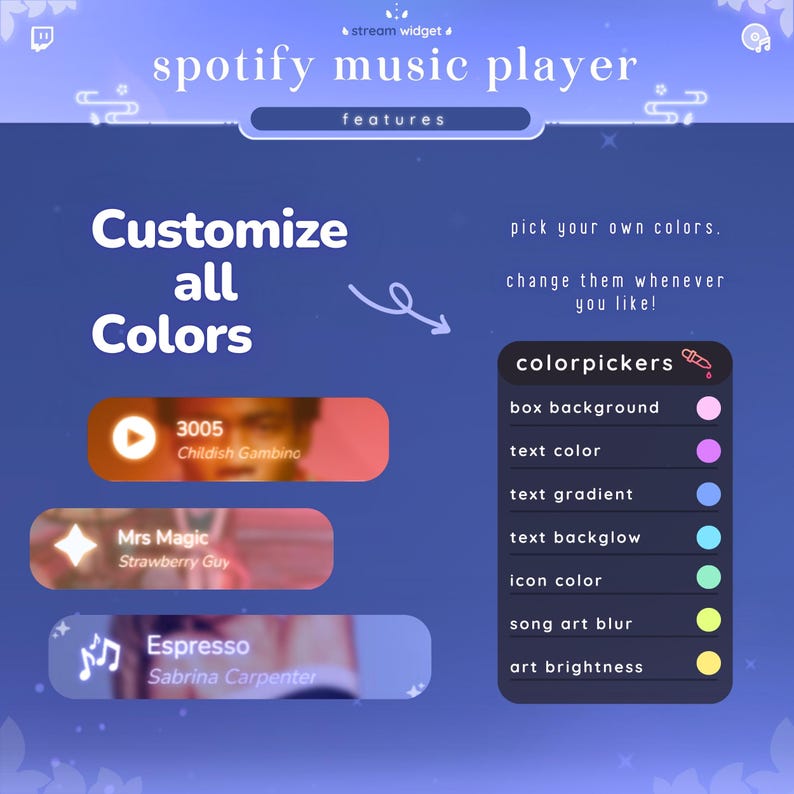 Player Overlay Music Widget Streaming Song Player Spotify Twitch Streamelements ...