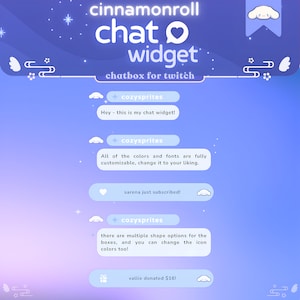 Cinnamon Puppy Chat Widget | Customizable Colors, Cute Chat | Blue Bunny | Chat Box  and Alerts for Twitch Streams