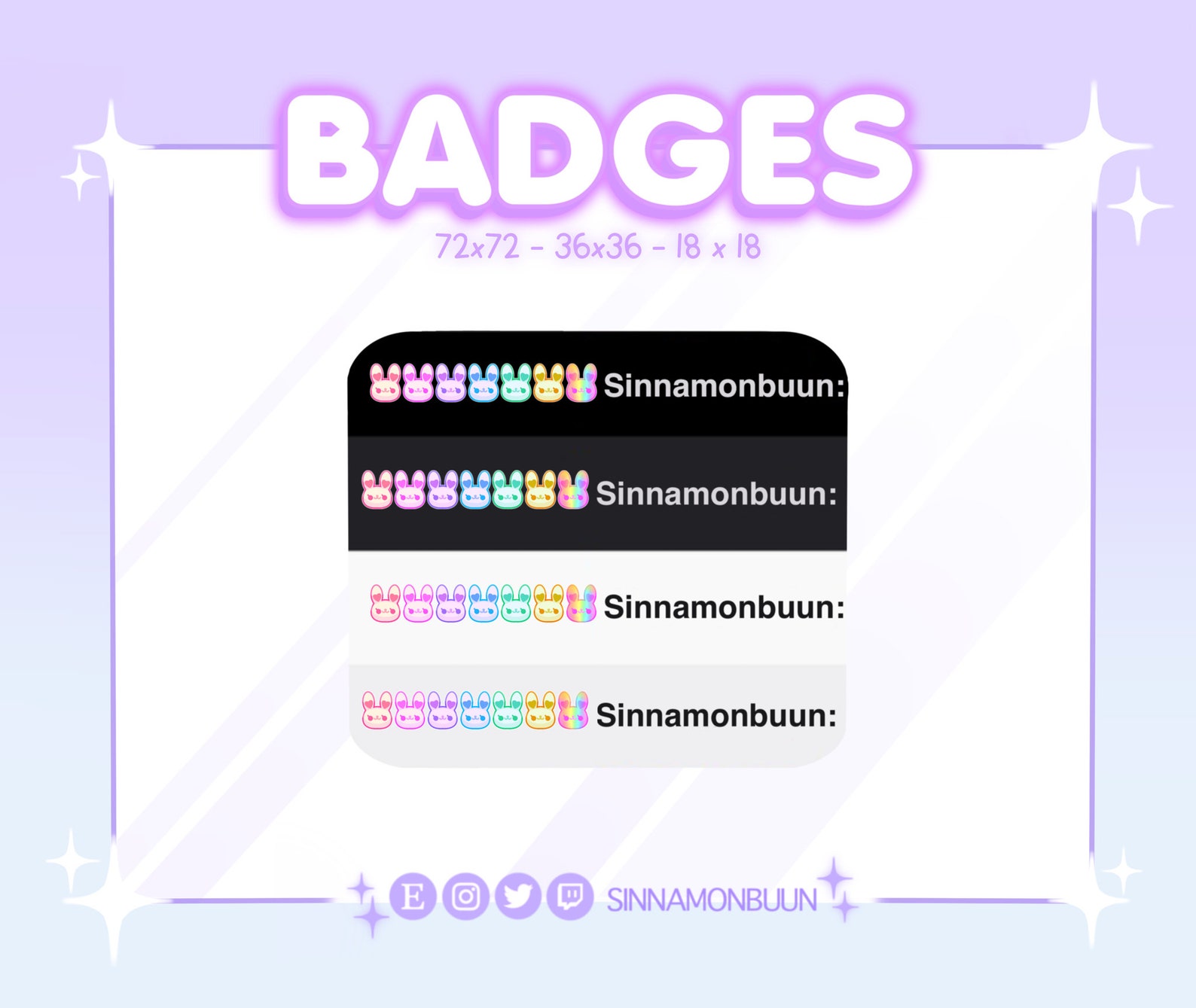 Bunny Badges Rabbit Badges Kawaii Badges for Streaming | Etsy