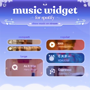Music Widget | Song Player for Streaming | Spotify | Customizable Colors | Streamelements | Widget for Twitch Streams
