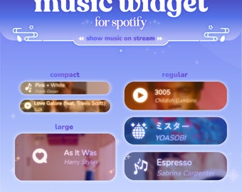 Music Widget | Song Player for Streaming | Spotify | Customizable Colors | Streamelements | Widget for Twitch Streams