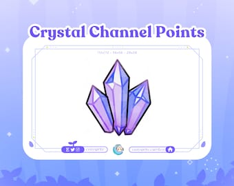 May include: Purple and blue crystal channel points graphic with the text "Crystal Channel Points" at the top and "cozysprite.carrd.co" at the bottom.