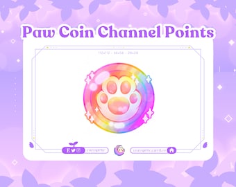 Rainbow Cat Paw Coin Twitch | Channel Point | Toe Bean Coin | Emote | Badges | Kawaii | Cat