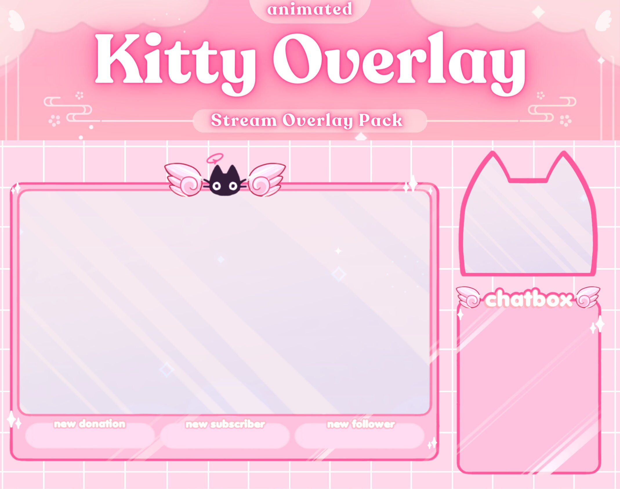 Stream Overlay Package - Arctic - Baby Blue & Pink