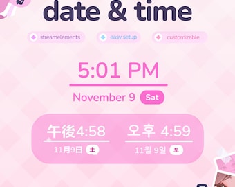Time and Date Widget | Display your local time | Time Widget | IRL Stream | Streamelements | Widget for Twitch Streams