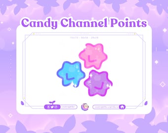 Emote bonbons Twitch | Emote Konpeito | Émoticône bonbon | Pointe du chenal | Émoticône | Insignes | Kawaii