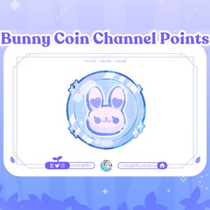 Bunny Coin Channel Point | Bunny Emote | Blue Coin | Kawaii | Bunny