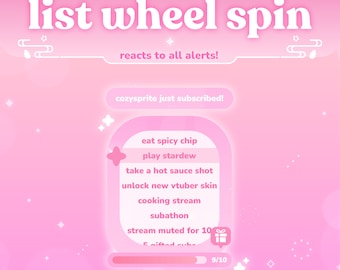 Wheel Spin Goal Widget | Roulette Spin | Customizable Colors, Cute Chat, Subathon | Streamelements | Minimal | Widget for Twitch Streams