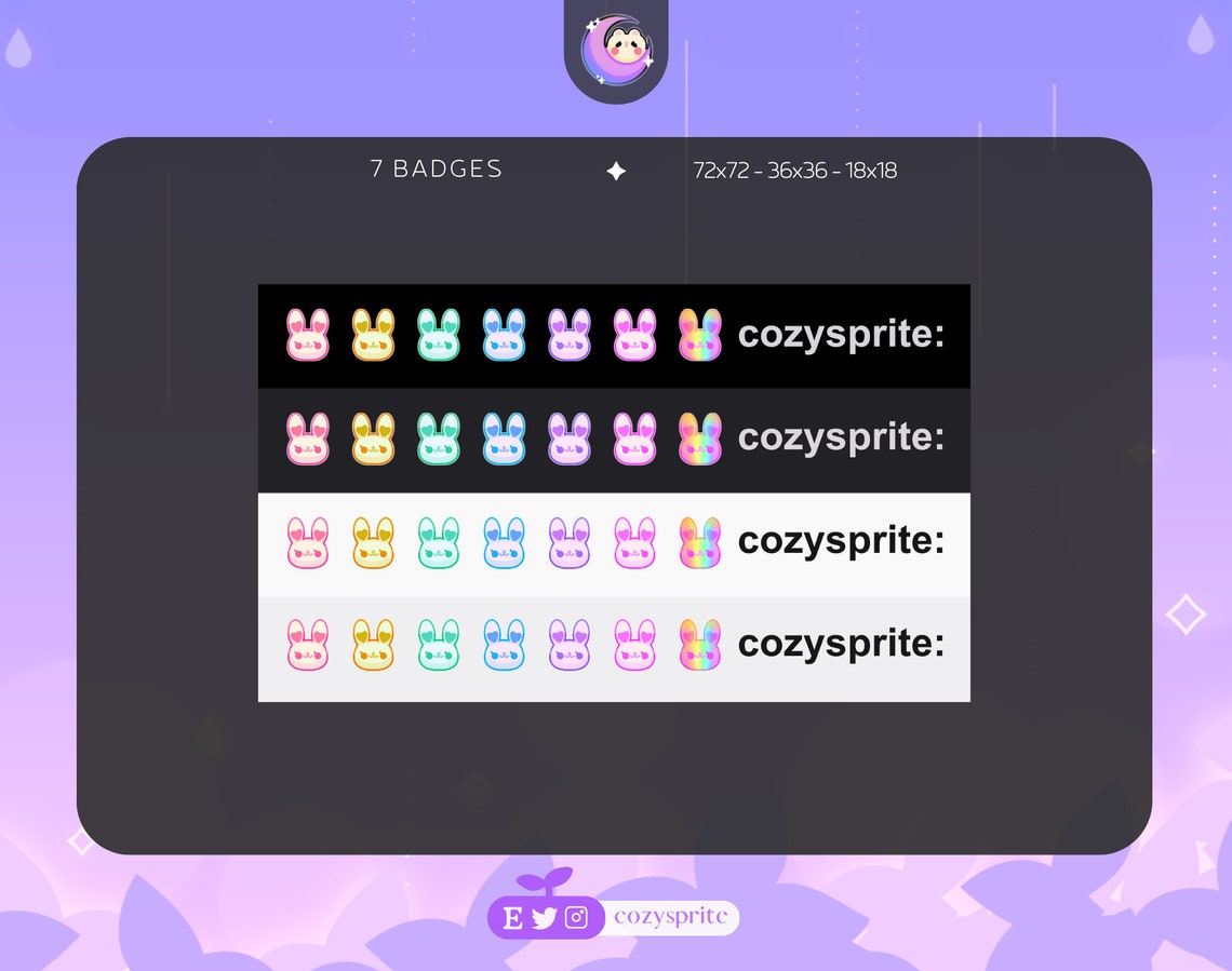 Steam Rabbit Badges Bunny Badges | Rabbit Badges | Kawaii | Badges for Streaming - Etsy