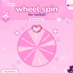 Wheel Spin Widget | Roulette Spin | Farben personalisierbar, Cute Chat, Subathon | Streamelemente | Pastell Rosa | Widget für Twitch Streams