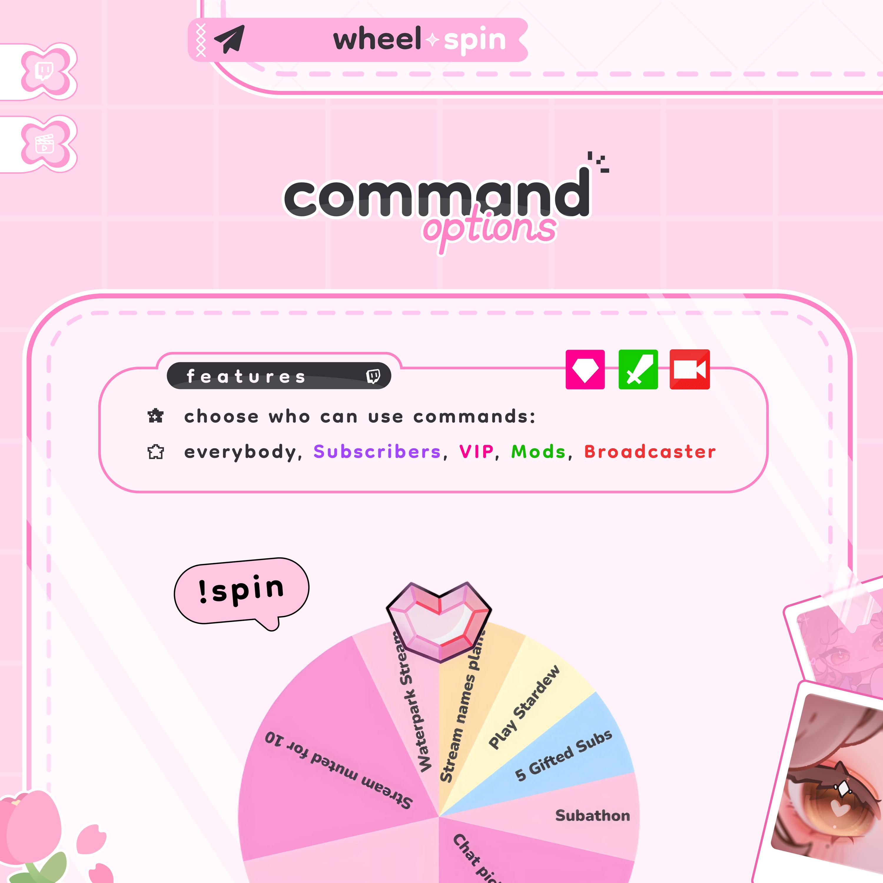 Pastel Raffle Roulette Wheel Spin Widget | Roulette Spin | Customizable Colors, Cute Chat ...