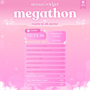 Megathon Goal Timer Widget | Timer, Subathon, Megathon | Alerts for Twitch Streams