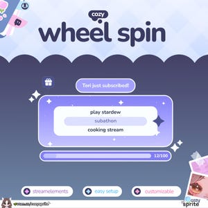 Wheel Spin Goal Widget | Roulette Spin | Customizable Colors, Cute Chat, Subathon | Streamelements | Minimal | Widget for Twitch Streams
