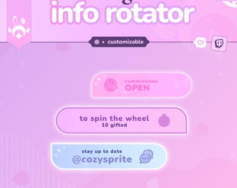 Widget Info Rotator / Info Box / Colori personalizzabili / Rosa pastello / Social media