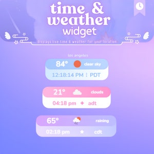Tijd- en weer-widget | Weer in realtime weergeven | Tijdwidget | IRL-stream | Stroomelementen | Widget voor Twitch-streams