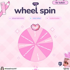 Widget para girar la ruleta / Giro de la ruleta / Colores personalizables, Chat atractivo, Subathon / Streamelements / Rosa pastel / Widget para transmisiones de Twitch