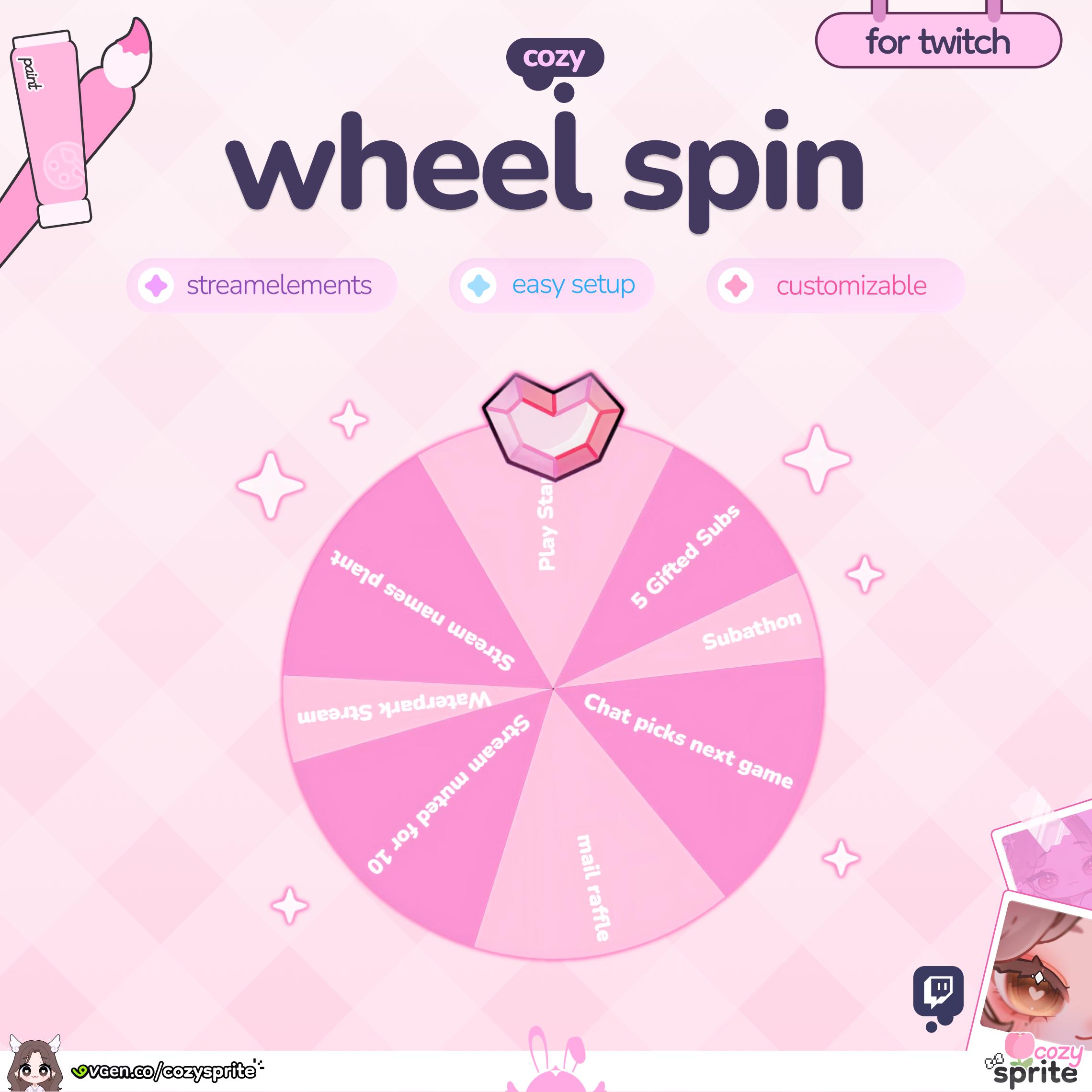 Pastel Raffle Roulette Wheel Spin Widget | Roulette Spin | Customizable Colors, Cute Chat ...