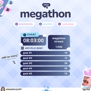 Megathon Goal Timer Widget | Timer, Subathon, Megathon | Alerts for Twitch Streams