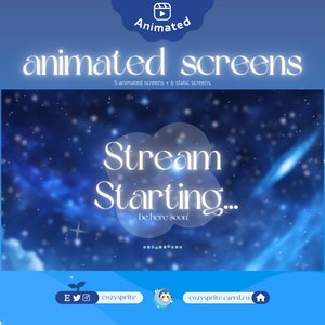 ANIMIERTE Sternenstrom-Schirme | Beginnend Bald Seid Gleich Zurück Stream End Online | Twitch Youtube Vtuber Streamer