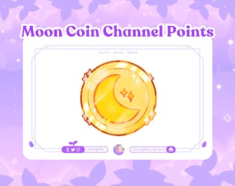 Gold Moon Coin Channel Point | Moon Emote | Gold Coin | Kawaii