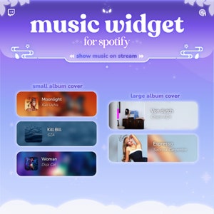 Music Widget | Song Player for Streaming | Album Icon | Spotify, Youtube | Customizable Colors | Streamelements | Widget for Twitch Streams