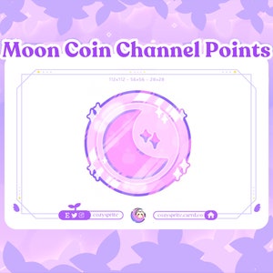Purple Moon Coin Channel Point | Pastel Moon Emote | Purple Coin | Kawaii
