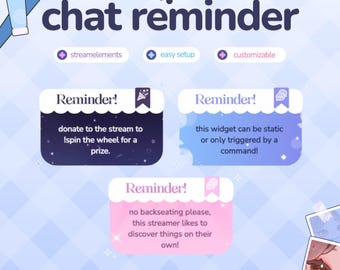 Popup-påminnelsewidget | Animerat streammeddelande | Anpassningsbara färger | Streamelements | Widget för Twitch-streams
