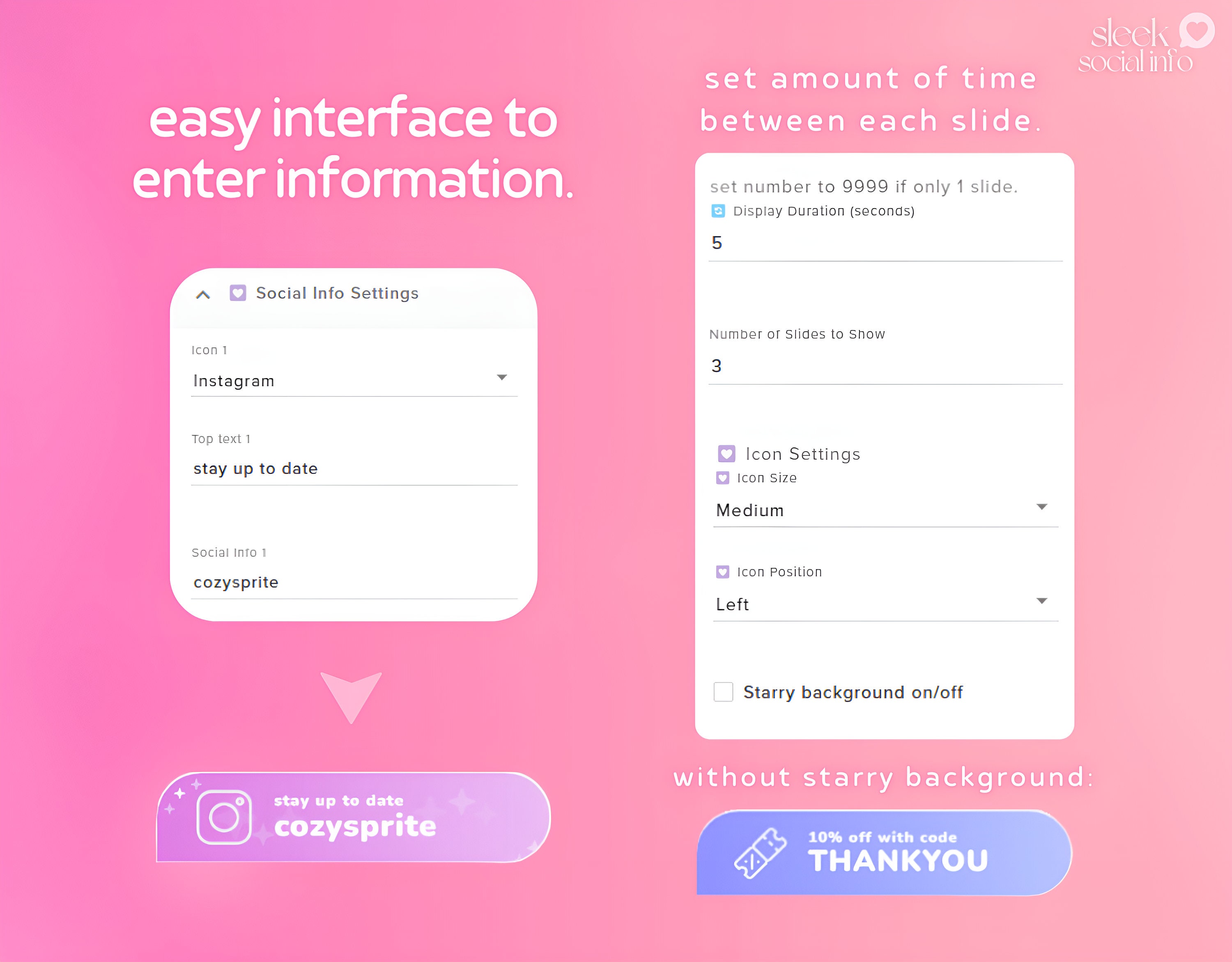 Social Media Rotator Widget | Info Box | Customizable Colors, Cute Chat ...
