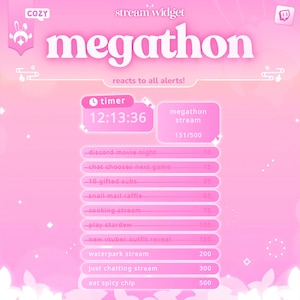 Megathon Goal Timer Widget | Timer, Subathon, Megathon | Alerts for Twitch Streams