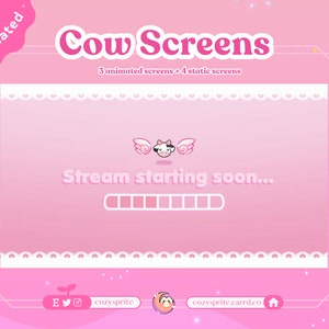 ANIMIERTE Strawberry Cow Stream Screens | Ab demnächst Be Right Back Stream Ending Offline | Twitch Youtube Vtuber Streamer