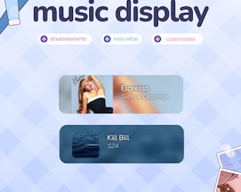 Music Widget | Song Player for Streaming | Album Icon | Spotify, Youtube | Customizable Colors | Streamelements | Widget for Twitch Streams