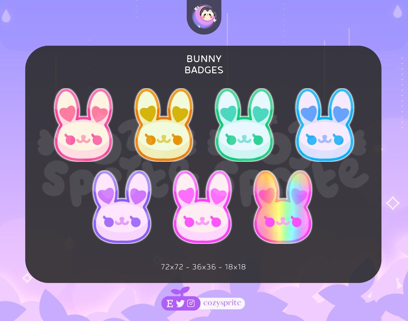 Steam Rabbit Badges Bunny Badges | Rabbit Badges | Kawaii | Badges for Streaming - Etsy