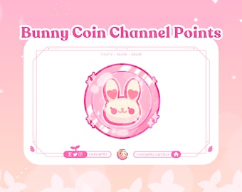 Bunny Coin Channel Point | Bunny Emote | Pink Coin | Kawaii | Bunny