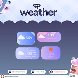 Weather Widget | Display Weather In Real Time | IRL Stream | Customizable Colors | Streamelements | Widget for Twitch Streams