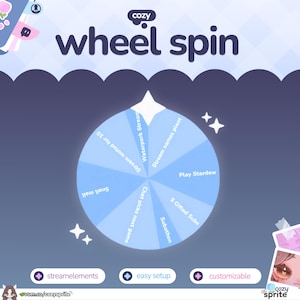 Wheel Spin Widget | Roulette Spin | Customizable Colors, Cute Chat, Subathon | Streamelements | Minimal | Widget for Twitch Streams