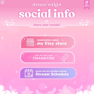 Widżet Social Media Rotator | Pole informacyjne | Dostosowywalne kolory, ładny czat, elegancki motyw | Pastelowy róż | Alerty dla transmisji Twitch