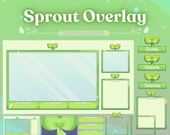 Leaf Sprout Overlay Pack | Stream Overlay Pack | Twitch Youtube Vtuber Streamer