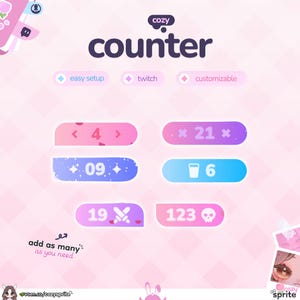 Zähler-Widget | Animierter Zähler | Ziel-Widget | Anpassbare Farben, Subathon | Streamelements | Widget für Twitch-Streams