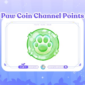 Green Cat Paw Coin Twitch | Channel Point | Toe Bean Coin | Emote | Badges | Kawaii | Cat