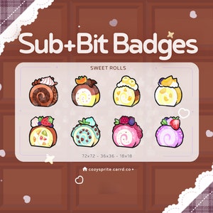 Sweet Roll Cake Pastry Badges | Pastry emote | kawaii | badges for streaming