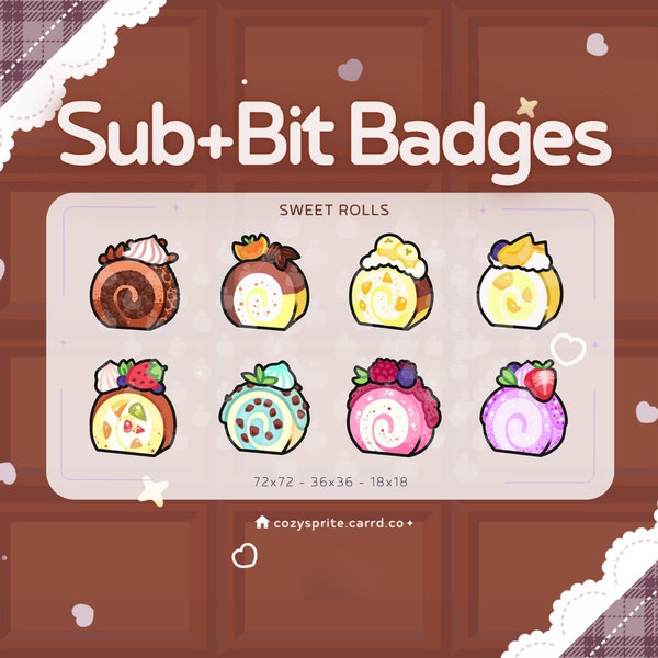 Sweet Roll Cake Pastry Badges | Pastry emote | kawaii | badges for streaming