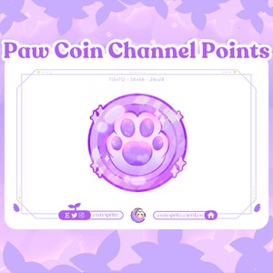 Purple Cat Paw Coin Twitch | Channel Point | Toe Bean Coin | Emote | Badges | Kawaii | Cat