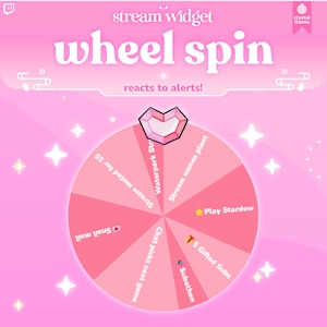 Wheel Spin Widget | Roulette Spin | Customizable Colors, Cute Chat, Subathon | Streamelements | Pastel Pink | Widget for Twitch Streams