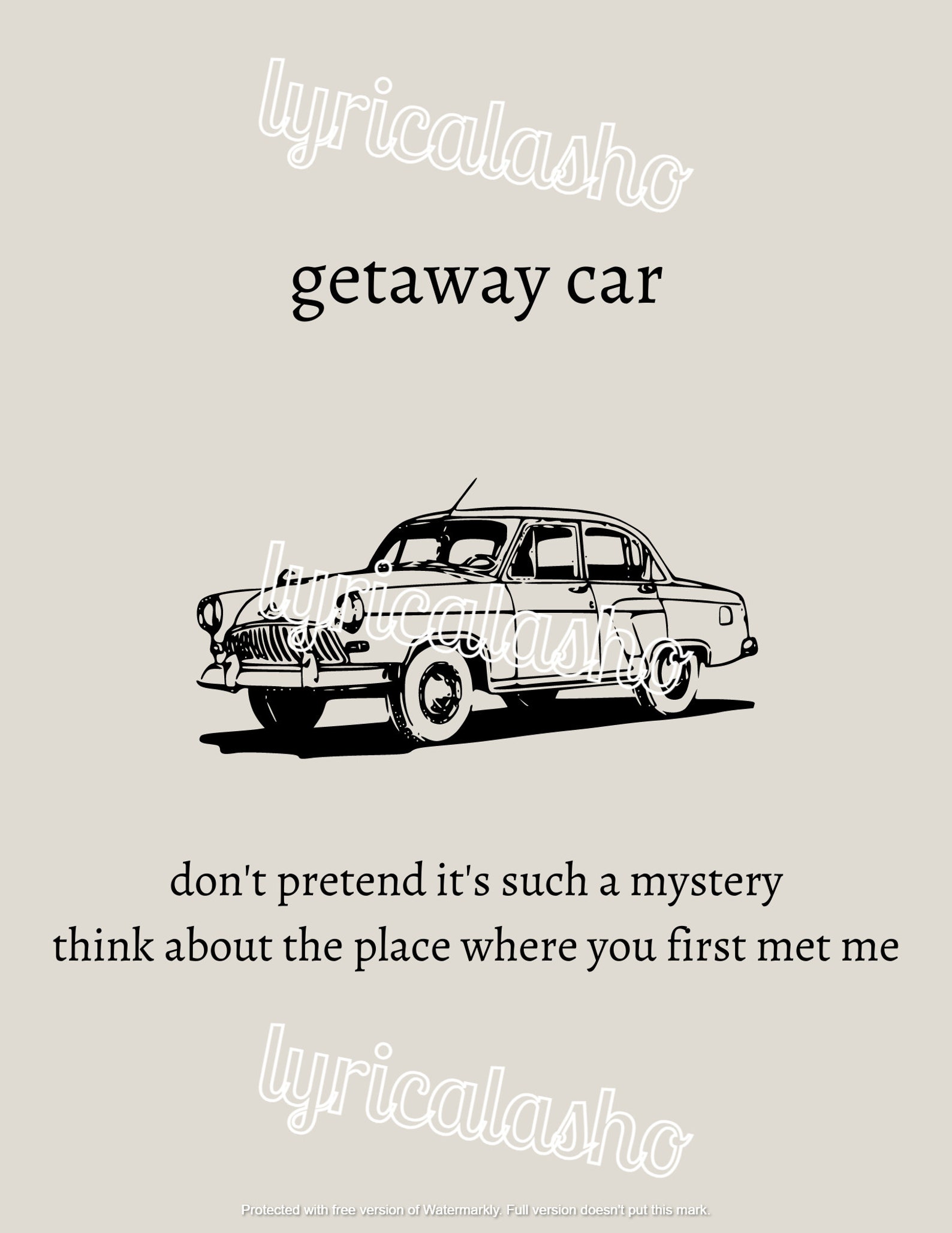 Getaway Car Lyrics Téléchargement numérique Taylor Swift Etsy