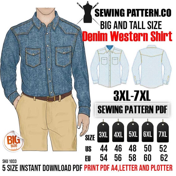 Mens large best sale tall denim shirt