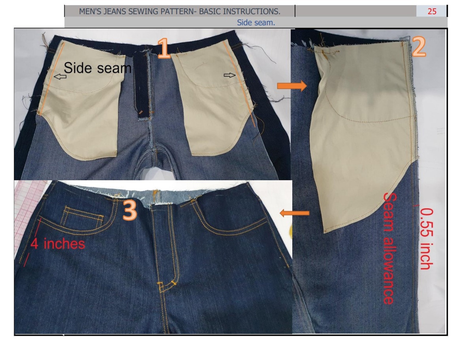 Boot Cut Denim Jeans for Mens Sewing Pattern Pdf. Size w30l28w38l32 ...