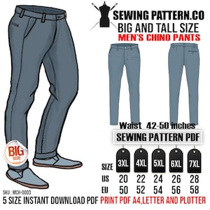 Big And Tall  Men&#39;s  chino pants (size  3XL-7XL waist from 42 - 50 inches)