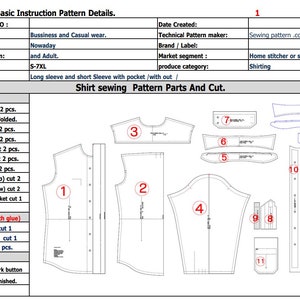 Mandarin Collar Long Sleeve Dress Shirt Sewing Pattern PDF FOR - Etsy