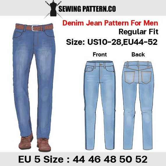 Zich afvragen Zilver Clip vlinder Denim Jeans for Mens Sewing Pattern Pdf.size - Etsy Finland