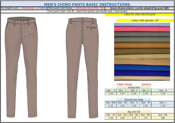 Men s Slim Fit Chino Pants. S 2XL and Waist From 32 40 Inches Etsy UK